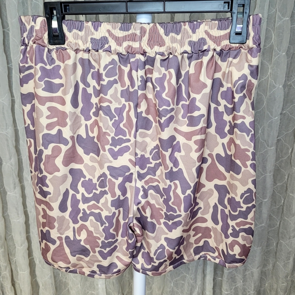 Tik Tok Shop Boutique Light Brown Duck Camo Print Bike Shorts - Picture 2 of 3